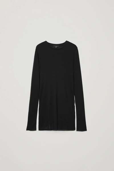 Shop Cos Round-neck Cashmere Jersey Top In Black