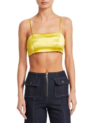yellow satin crop top