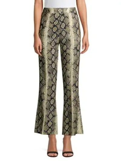 Shop We11 Done Python Cropped Flare Pants In Beige Multi