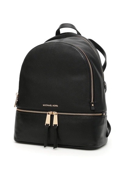 Shop Michael Michael Kors Large Rhea Backpack In Black|nero