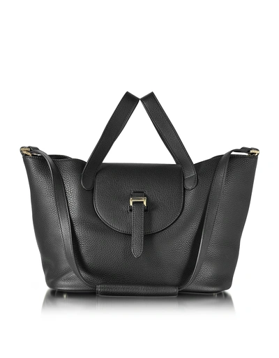 Shop Meli Melo Black Leather Thela Medium Tote Bag