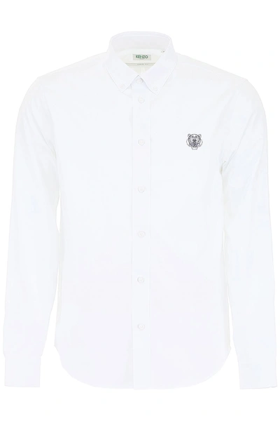 Shop Kenzo Shirt With Tiger Crest In Blanc (white)