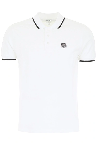 Shop Kenzo Tiger Polo Shirt In Blanc|bianco