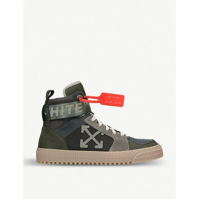 Shop Off-white Industrial Belt Leather High-top Trainers In Khaki