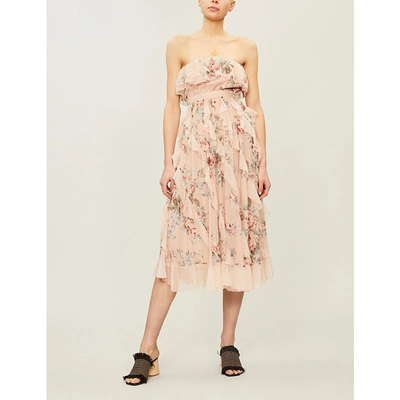 Shop Zimmermann Bowie Silk Crepe Dress In Peach Flrl