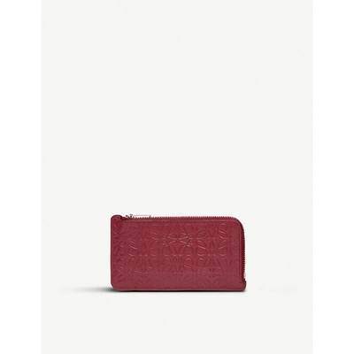 Shop Loewe Leather Coin And Card Holder In Raspberry