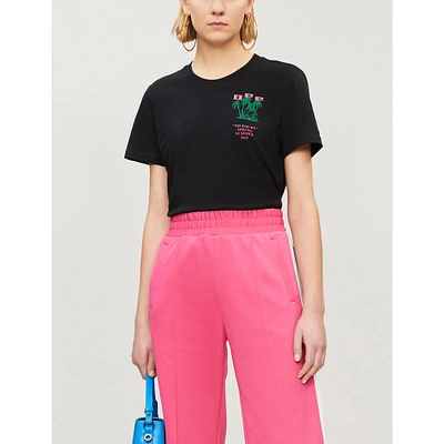 Shop Off-white Island Cotton T-shirt In Black