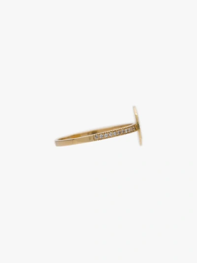 Shop Anissa Kermiche 18k Yellow Gold Diamond Embellished Coin Ring In Metallic