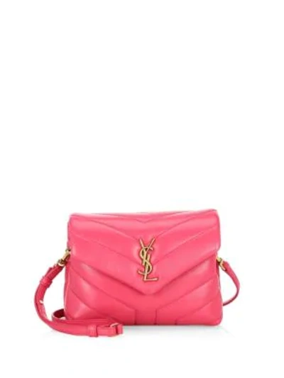 Shop Saint Laurent Toy Loulou Matelassé Leather Crossbody Bag In Pink