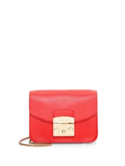 Shop Furla Metropolis Mini Leather Crossbody Bag In Kiss