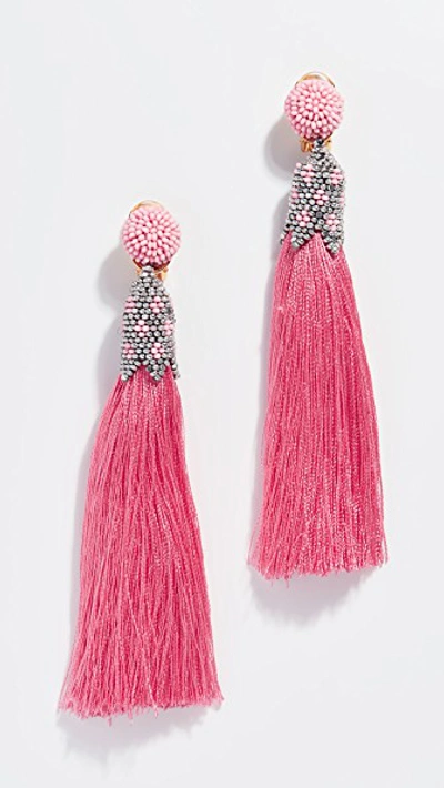 Shop Oscar De La Renta Beaded Tassel C Earrings In Hibiscus