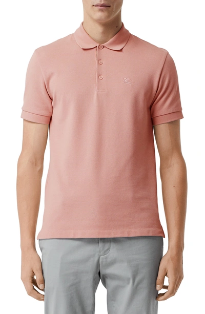 Shop Burberry Hartford Pique Polo In Chalk Pink