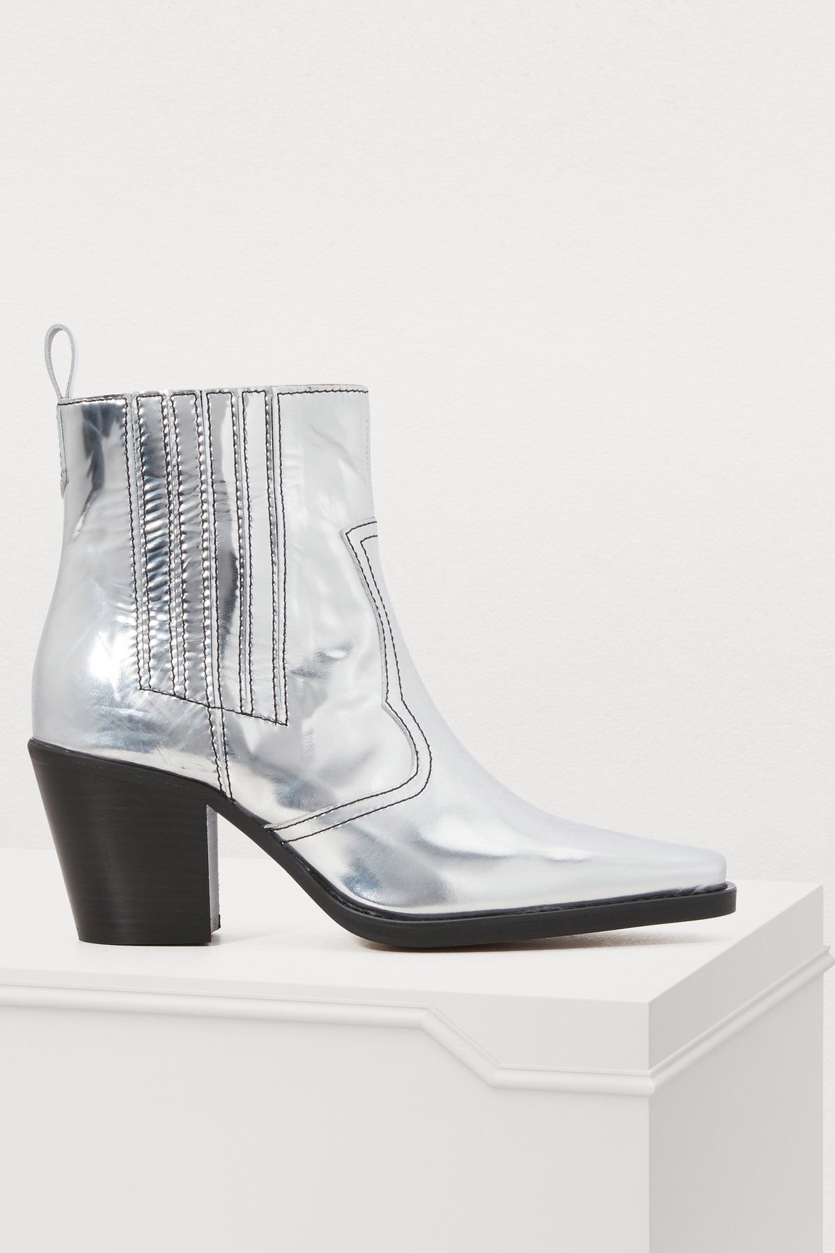 ganni silver boots