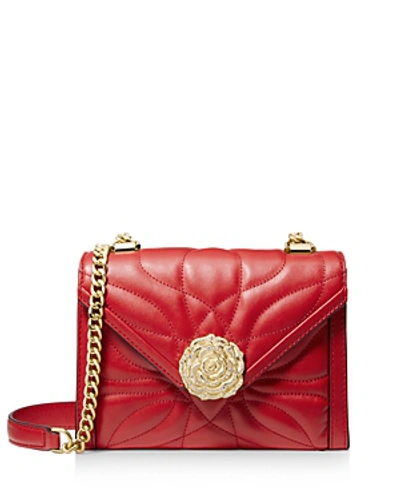 Shop Michael Michael Kors Whitney Leather Convertible Shoulder Bag In Bright Red/gold
