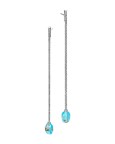 Shop John Hardy Sterling Silver Classic Chain Turquoise Drop Earrings In Turquoise/silver