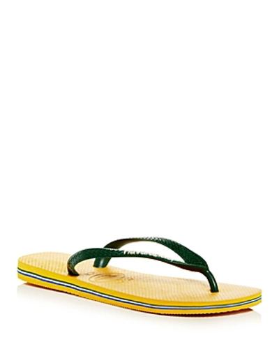 Shop Havaianas Men's Brazil Logo Flip-flops In Banana Yellow