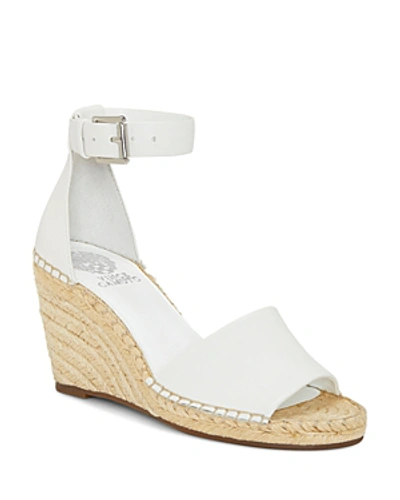 Shop Vince Camuto Women's Leera Suede Espadrille Wedge Sandals In Pure White