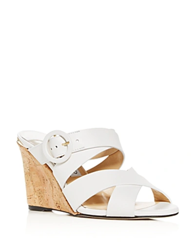 Shop Jimmy Choo Women's Delila 85 Crisscross Wedge Slide Sandals In White