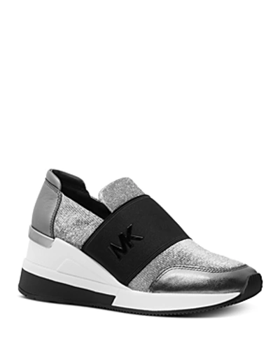 Shop Michael Michael Kors Women's Felix Slip-on Sneakers In Silver
