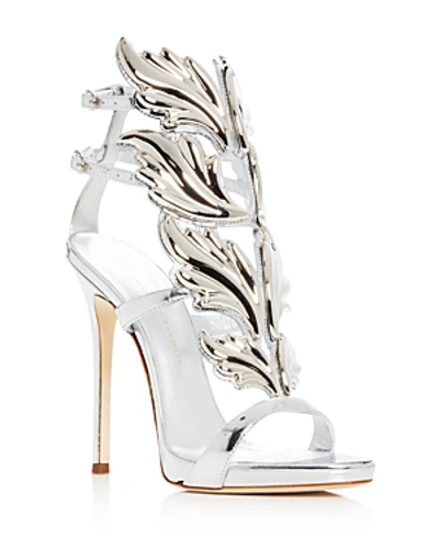 Shop Giuseppe Zanotti Women's Cruel Coline Wing Embellished High-heel Sandals In Argento Patent Leather/leather