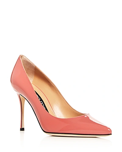 Shop Sergio Rossi Women's Godiva Pointed-toe Pumps In Medium Pink Patent Leather