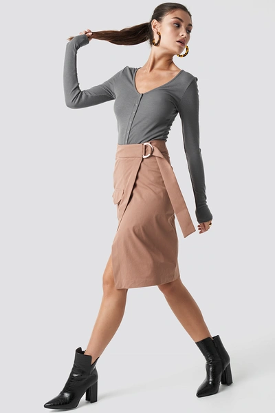 Shop Julia Wieniawa X Na-kd Overlapped Belted Midi Skirt Brown