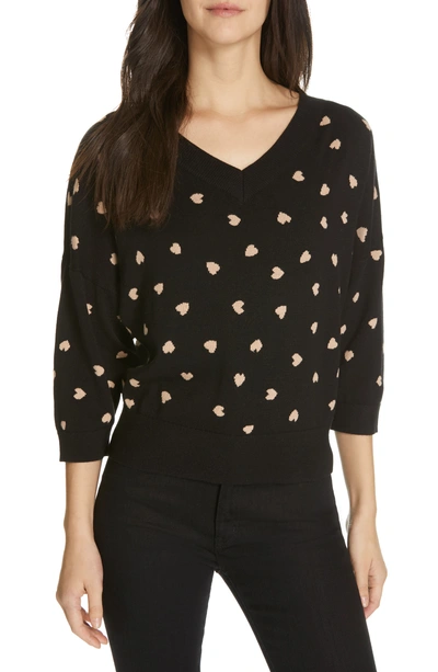 Shop Kate Spade Heartbeat Silk Blend Sweater In Black