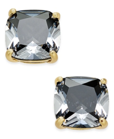 Shop Kate Spade New York Gold-tone Aqua Crystal Stud Earrings In Black