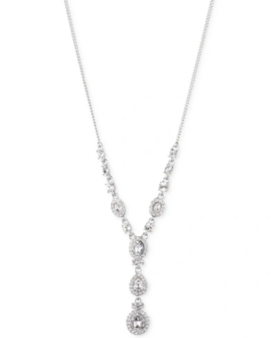 Shop Givenchy Multi-crystal And Pave Y-neck Necklace In Silver