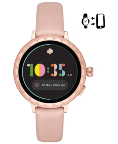 Shop Kate Spade New York Women's Scallop Blush Leather Touchscreen Smart Watch 41mm, Powered By Wear Os B