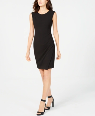 Shop Calvin Klein Petite Ruched Sheath Dress In Black