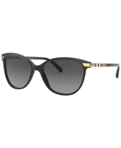 Shop Burberry Polarized Sunglasses, Be4216 57 In Black/ Polar Grey Gradient