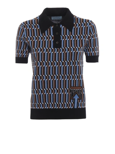 Shop Prada Knit Polo Shirt In Pervinca