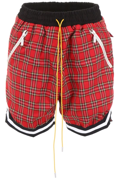 Shop Rhude Check Bermuda Shorts In Red|rosso