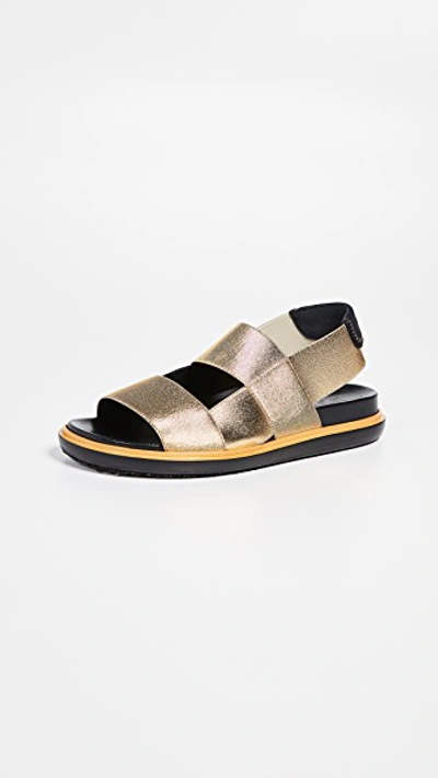 Shop Marni Fussbett Sandals In Gold Sand
