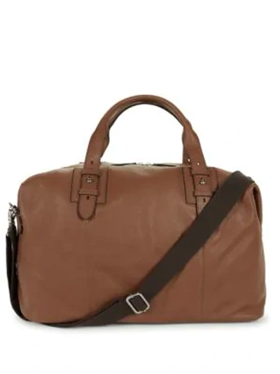 Shop Cole Haan Leather Travel Bag In Tan Brown