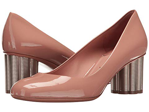 blush patent leather pumps
