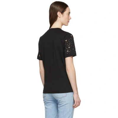 Shop Stella Mccartney Black Cut-out Stars T-shirt In 1000 Black