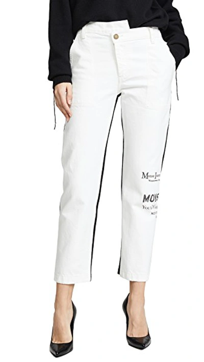 Shop Monse Half And Half Jeans In Black/white