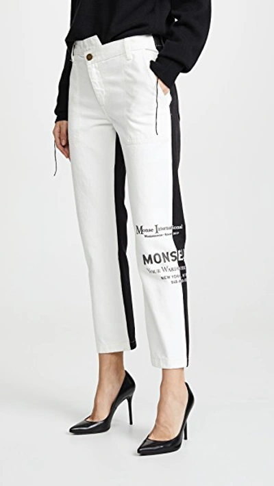 Shop Monse Half And Half Jeans In Black/white