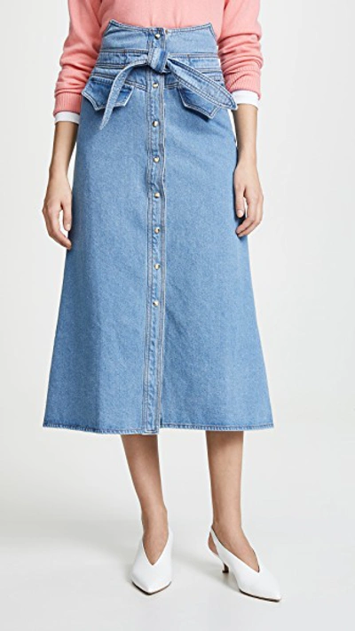 Shop Nanushka Alma Skirt In 90's Blue