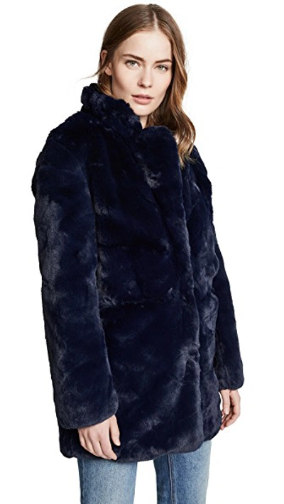 Shop Apparis Sophie Coat In Navy