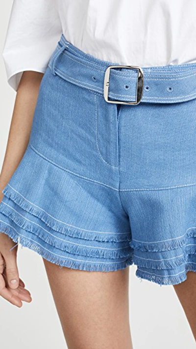 Shop Alexis Jaymes Shorts In Shell Blue Linen