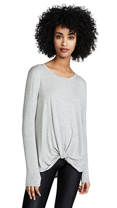 Shop Terez Twist Front Long Sleeve Tee In Heather Grey