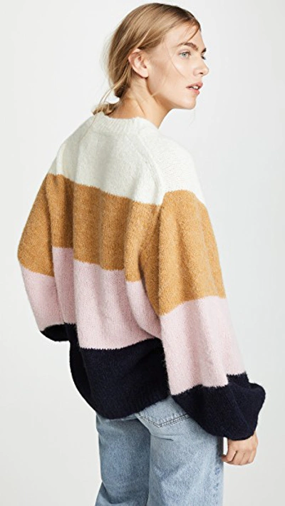 Shop Acne Studios Kazia Sweater In Pink/navy Multi