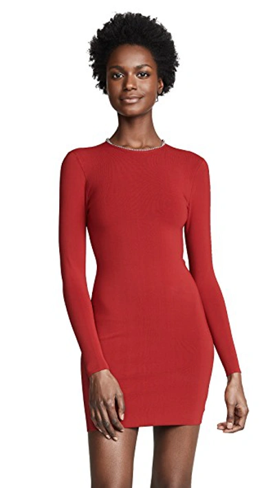 Shop Alexander Wang Dress With Tubular Ball Chain Neckline In Red