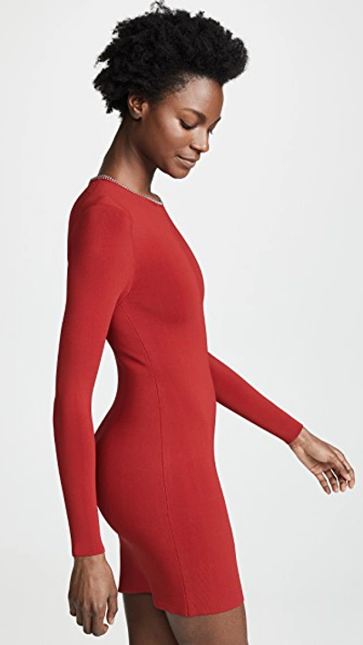 Shop Alexander Wang Dress With Tubular Ball Chain Neckline In Red