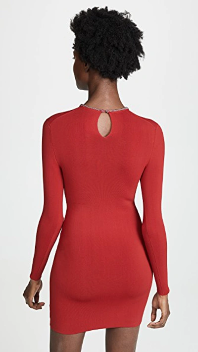 Shop Alexander Wang Dress With Tubular Ball Chain Neckline In Red