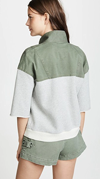 Shop Derek Lam 10 Crosby Lace Up Sweatshirt In Army/grey