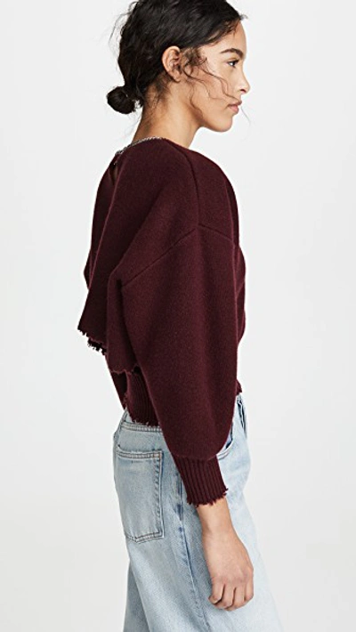 Shop Alexander Wang Split Back Crew Neck Pullover With Chain Neckline In Oxblood